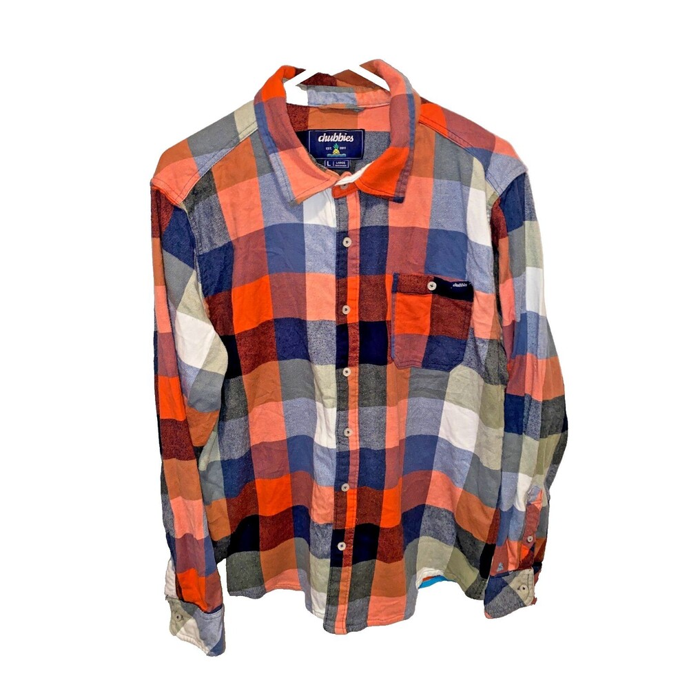 Chubbies Flannel Shirt Men’s Large Plaid Long Sleeve Button Down Outdoor Casual